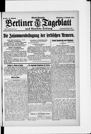 Berliner Tageblatt und Handels-Zeitung on Nov 11, 1915
