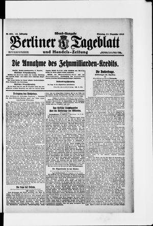 Berliner Tageblatt und Handels-Zeitung vom 21.12.1915