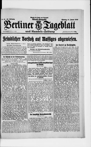 Berliner Tageblatt und Handels-Zeitung on Jan 11, 1916