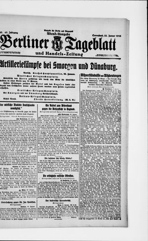 Berliner Tageblatt und Handels-Zeitung vom 22.01.1916
