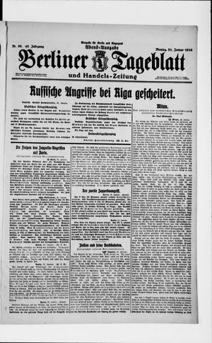 Berliner Tageblatt und Handels-Zeitung vom 31.01.1916