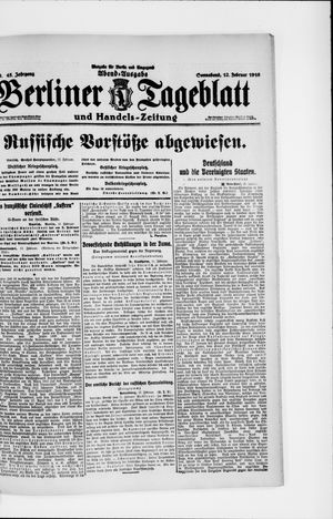 Berliner Tageblatt und Handels-Zeitung on Feb 12, 1916