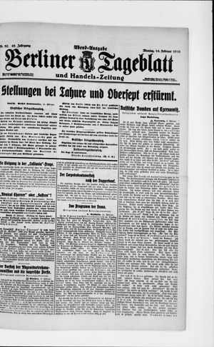 Berliner Tageblatt und Handels-Zeitung vom 14.02.1916