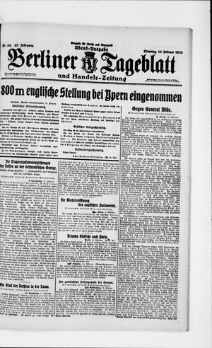 Berliner Tageblatt und Handels-Zeitung vom 15.02.1916