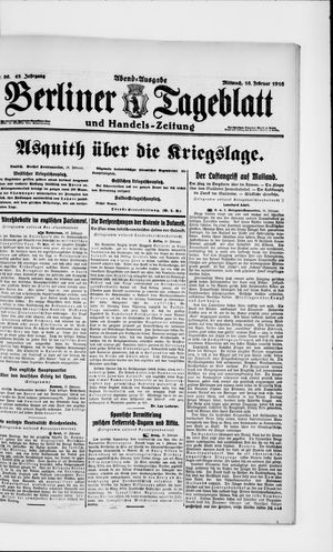 Berliner Tageblatt und Handels-Zeitung vom 16.02.1916