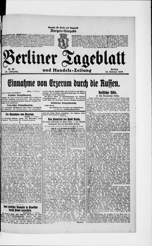 Berliner Tageblatt und Handels-Zeitung on Feb 18, 1916