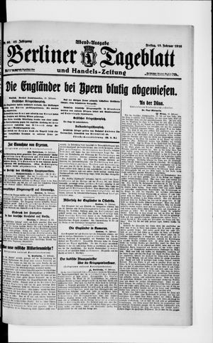 Berliner Tageblatt und Handels-Zeitung on Feb 18, 1916