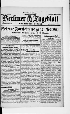 Berliner Tageblatt und Handels-Zeitung vom 25.02.1916