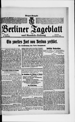 Berliner Tageblatt und Handels-Zeitung vom 27.02.1916
