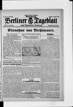 Berliner Tageblatt und Handels-Zeitung vom 10.04.1916