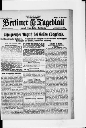 Berliner Tageblatt und Handels-Zeitung vom 26.04.1916