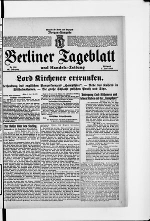 Berliner Tageblatt und Handels-Zeitung vom 07.06.1916