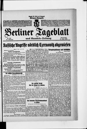 Berliner Tageblatt und Handels-Zeitung on Jun 15, 1916