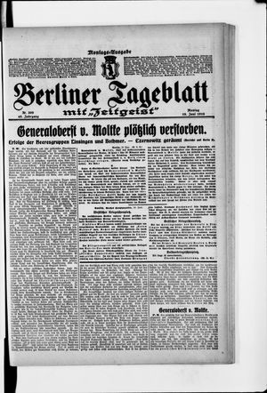 Berliner Tageblatt und Handels-Zeitung vom 19.06.1916