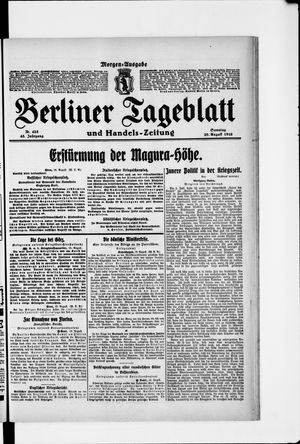 Berliner Tageblatt und Handels-Zeitung on Aug 20, 1916