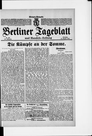 Berliner Tageblatt und Handels-Zeitung vom 27.08.1916