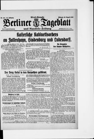 Berliner Tageblatt und Handels-Zeitung vom 30.08.1916