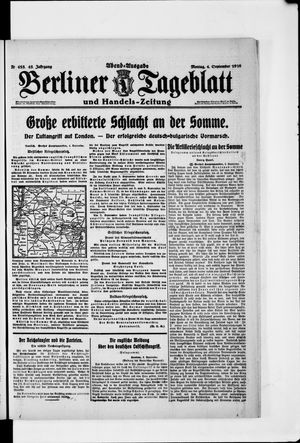 Berliner Tageblatt und Handels-Zeitung vom 04.09.1916