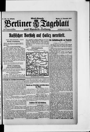 Berliner Tageblatt und Handels-Zeitung vom 11.09.1916