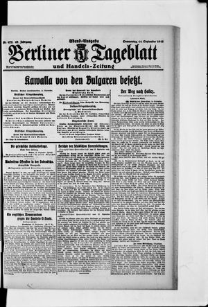 Berliner Tageblatt und Handels-Zeitung vom 14.09.1916