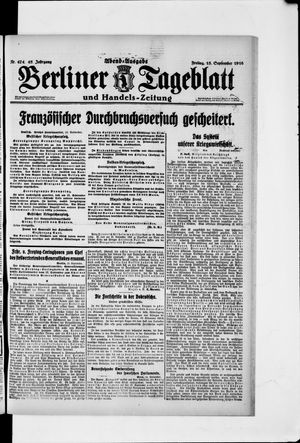 Berliner Tageblatt und Handels-Zeitung vom 15.09.1916