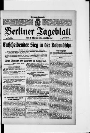 Berliner Tageblatt und Handels-Zeitung vom 16.09.1916