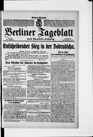 Berliner Tageblatt und Handels-Zeitung vom 16.09.1916