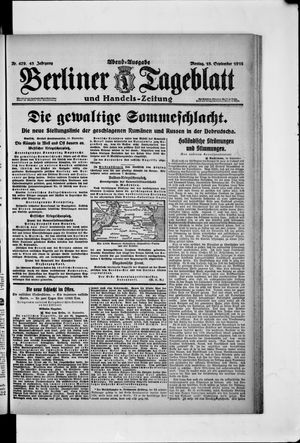 Berliner Tageblatt und Handels-Zeitung vom 18.09.1916