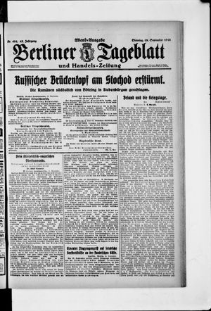 Berliner Tageblatt und Handels-Zeitung vom 19.09.1916