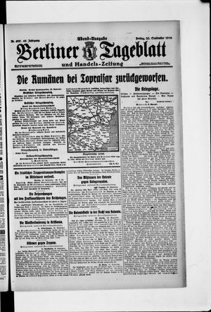 Berliner Tageblatt und Handels-Zeitung vom 22.09.1916