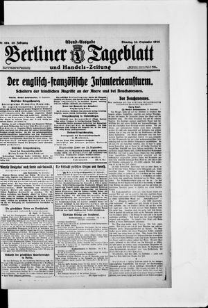 Berliner Tageblatt und Handels-Zeitung vom 26.09.1916