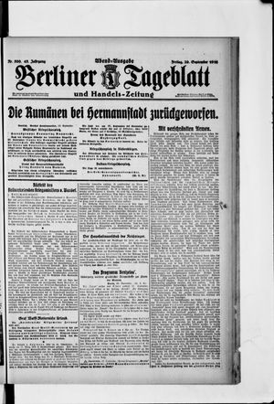 Berliner Tageblatt und Handels-Zeitung vom 29.09.1916