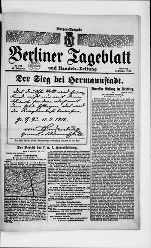 Berliner Tageblatt und Handels-Zeitung vom 01.10.1916