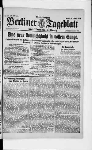 Berliner Tageblatt und Handels-Zeitung vom 02.10.1916