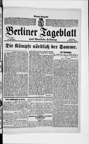 Berliner Tageblatt und Handels-Zeitung on Oct 3, 1916