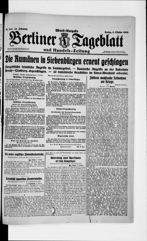Berliner Tageblatt und Handels-Zeitung vom 06.10.1916