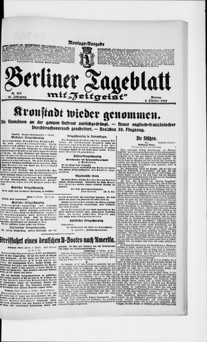 Berliner Tageblatt und Handels-Zeitung vom 09.10.1916