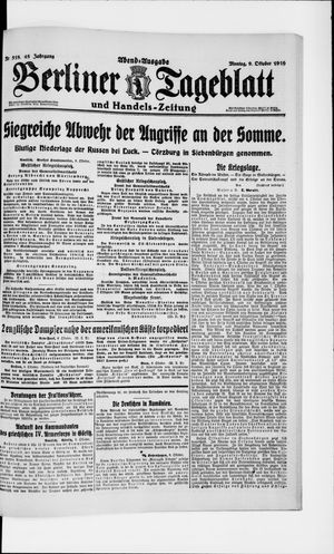 Berliner Tageblatt und Handels-Zeitung vom 09.10.1916