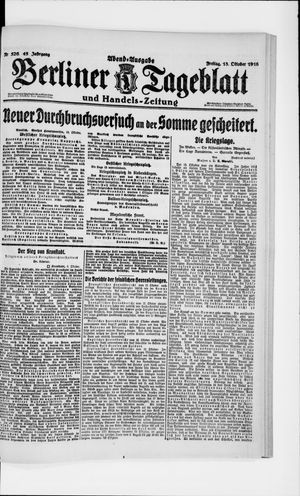 Berliner Tageblatt und Handels-Zeitung vom 13.10.1916