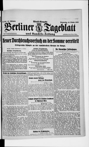 Berliner Tageblatt und Handels-Zeitung vom 19.10.1916