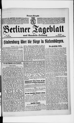 Berliner Tageblatt und Handels-Zeitung on Oct 20, 1916