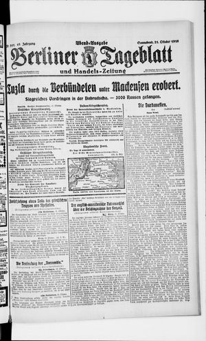 Berliner Tageblatt und Handels-Zeitung vom 21.10.1916