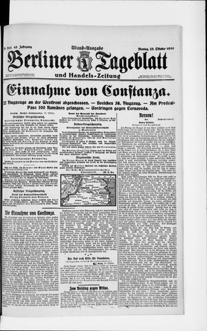 Berliner Tageblatt und Handels-Zeitung on Oct 23, 1916