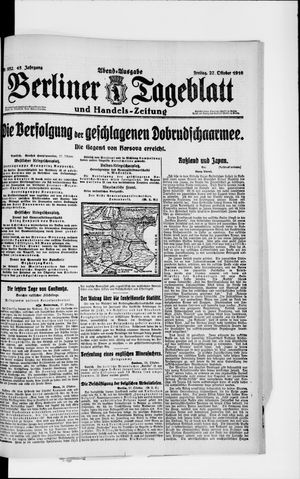 Berliner Tageblatt und Handels-Zeitung on Oct 27, 1916