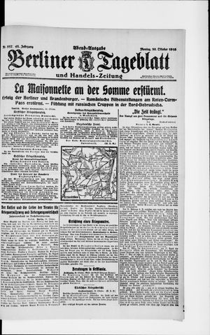 Berliner Tageblatt und Handels-Zeitung vom 30.10.1916