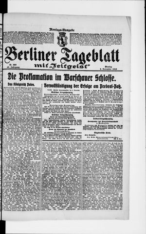 Berliner Tageblatt und Handels-Zeitung vom 06.11.1916
