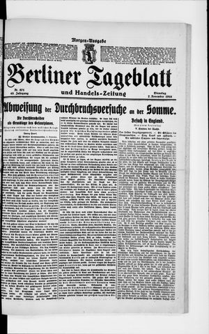 Berliner Tageblatt und Handels-Zeitung vom 07.11.1916