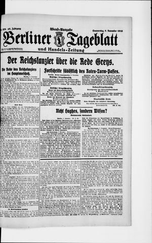 Berliner Tageblatt und Handels-Zeitung vom 09.11.1916