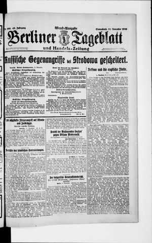 Berliner Tageblatt und Handels-Zeitung vom 11.11.1916