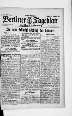 Berliner Tageblatt und Handels-Zeitung vom 15.11.1916